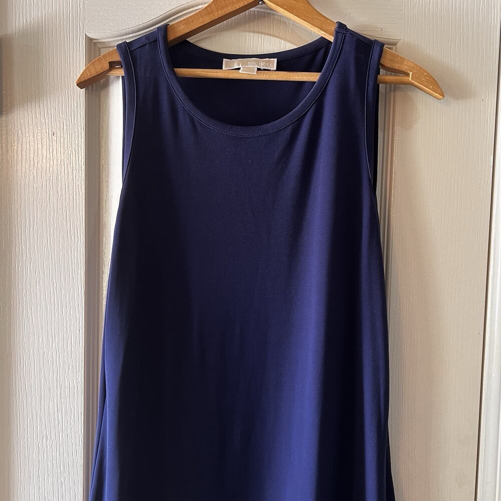 Michael Kors Dress Womens M Navy Blue Sleeveless Pleated Hem Tank Career - Picture 3 of 10